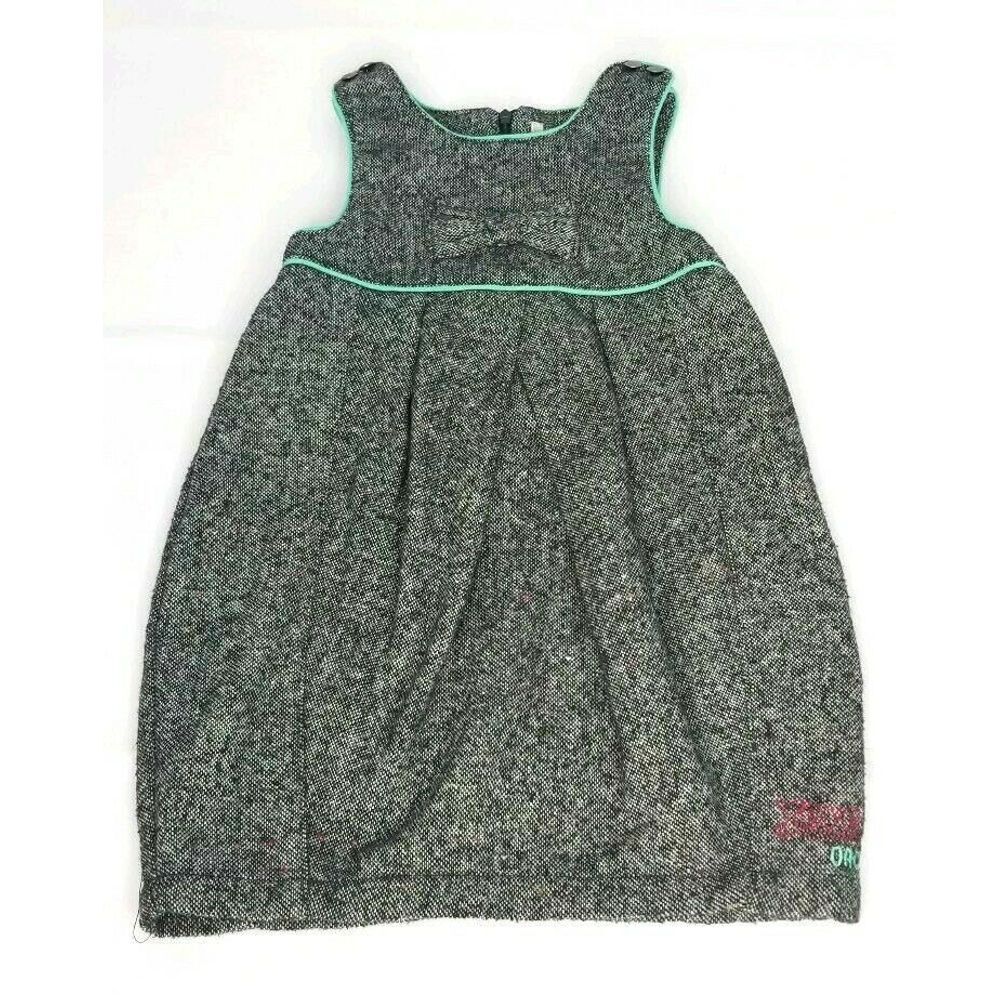 Premaman Girls 5a/5T Sleeveless Grey Bell Shape Teal Trim Dress Toddlers